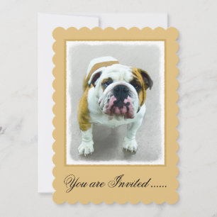 Bulldog Painting - Cute Original Dog Art Invitation
