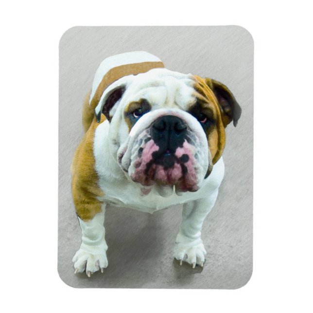 Bulldog Painting - Cute Original Dog Art Magnet (Vertical)