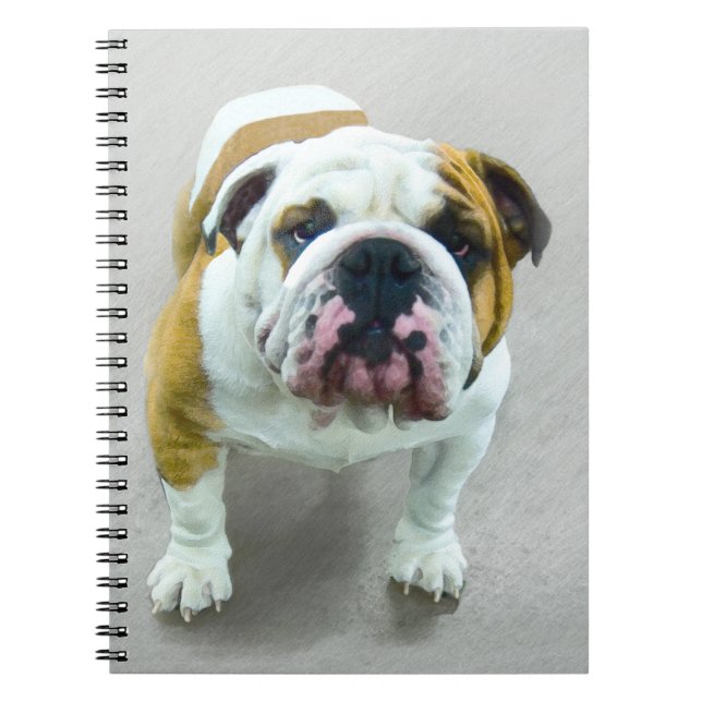 Bulldog Painting - Cute Original Dog Art Notebook (Front)