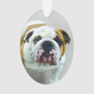 Bulldog Painting - Cute Original Dog Art Ornament