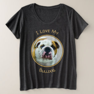 Bulldog Painting - Cute Original Dog Art Plus Size T-Shirt