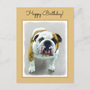 Bulldog Painting - Cute Original Dog Art Postcard
