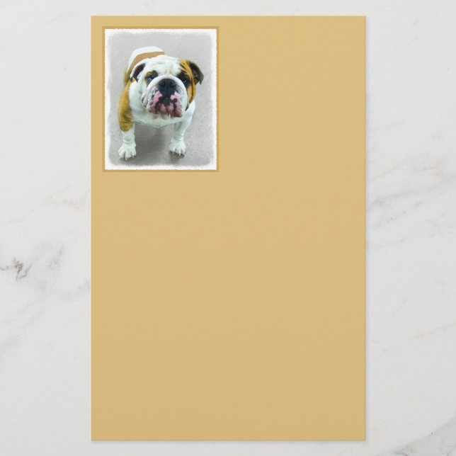 Bulldog Painting - Cute Original Dog Art Stationery (Front)