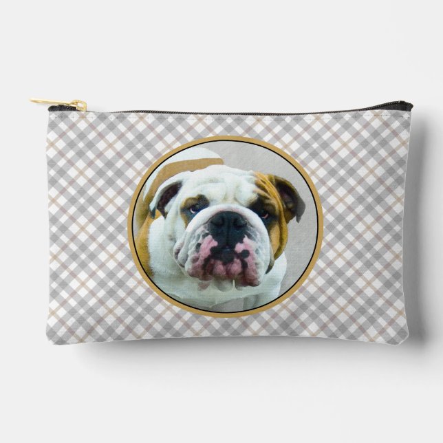 Bulldog Painting Red and White English Pet Dog Art Accessory Pouch (Front)