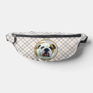 Bulldog Painting Red and White English Pet Dog Art Bum Bags