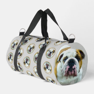 Bulldog Painting Red and White English Pet Dog Art Duffle Bag