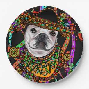 Bulldog paper plate