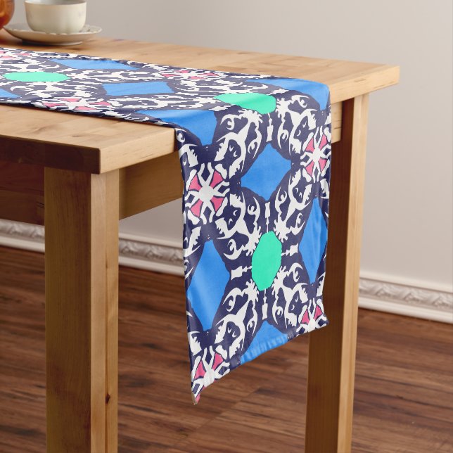 Bulldog Pattern Clear Black White Short Table Runn Long Table Runner (In Situ)