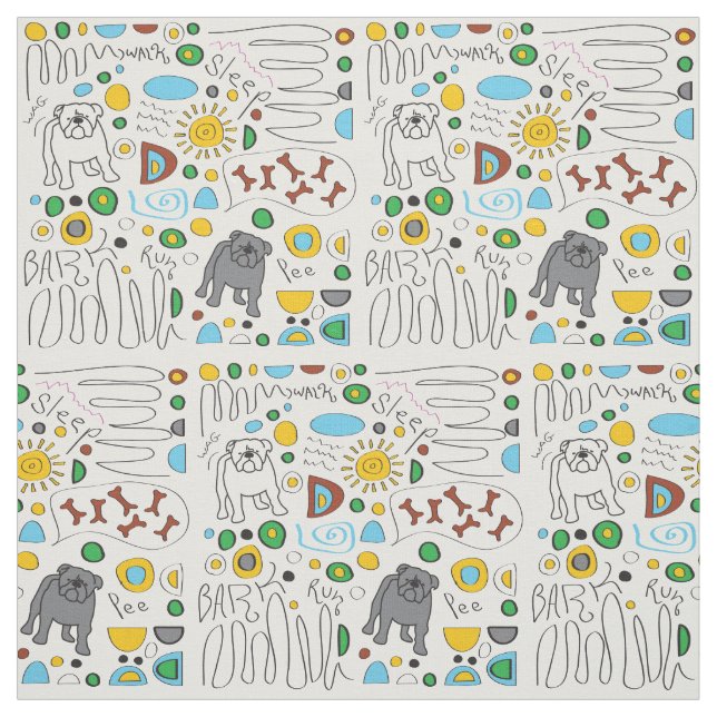 Bulldog Pattern Fabric (Swatch)