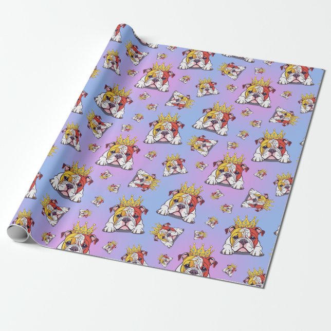 bulldog pattern wrapping paper (Unrolled)