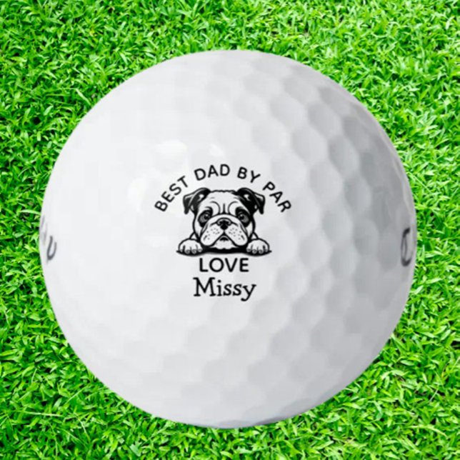 Bulldog Peeking Puppy Customise  Golf Balls (Tee off with a touch of personality and playfulness with our Bull Dog)