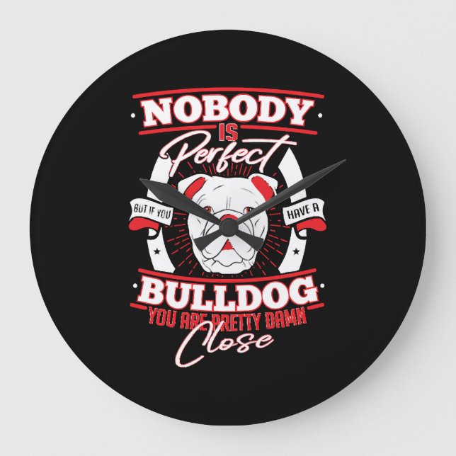 Bulldog Perfection Dog Love Large Clock (Front)