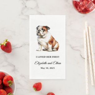 Bulldog Personalised Dog Wedding Napkin