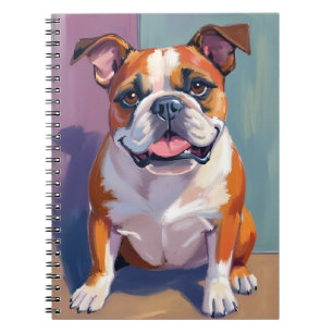 Bulldog Pet Painting Whimsical Watercolor Dog Notebook