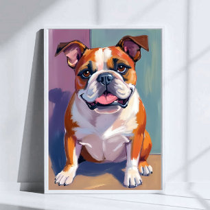 Bulldog Pet Painting Whimsical Watercolor Dog Poster
