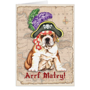 Bulldog Pirate Greeting Card