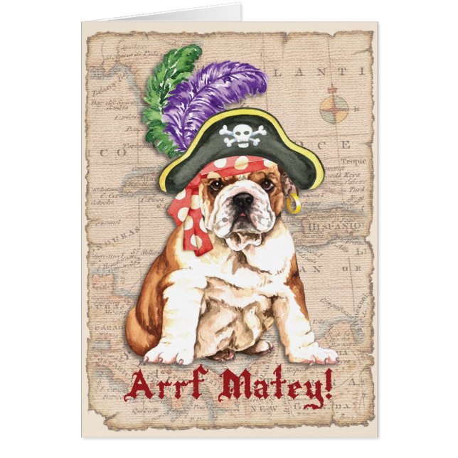 Bulldog Pirate Greeting Card (Front)