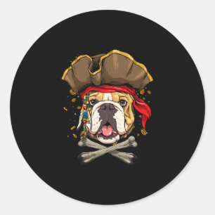 Bulldog Pirate Jolly Roger Crossbones Dog Lover Classic Round Sticker