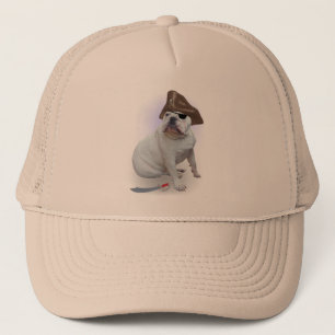 Bulldog pirate trucker hat
