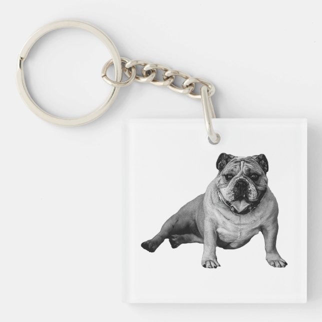 Bulldog Playful Keychain (Front)