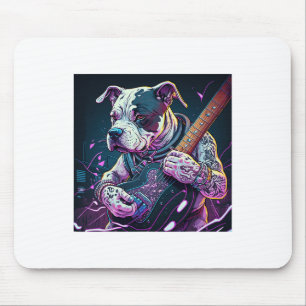 Bulldog Playing Electric Guitar Rock  Mouse Pad