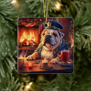 Bulldog Police Lover Pet Ornament Memorial Gift