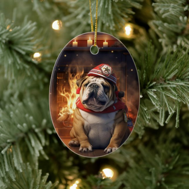 Bulldog Police Lover Pet Ornament Memorial Gift (Tree)