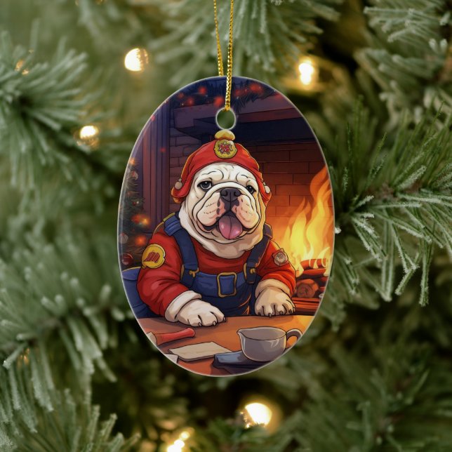 Bulldog Police Lover Pet Ornament Memorial Gift (Tree)