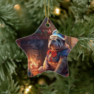 Bulldog Police Lover Pet Ornament Memorial Gift