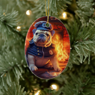 Bulldog Police Lover Pet Ornament Memorial Gift