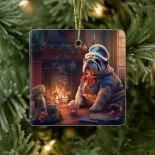 Bulldog Police Lover Pet Ornament Memorial Gift