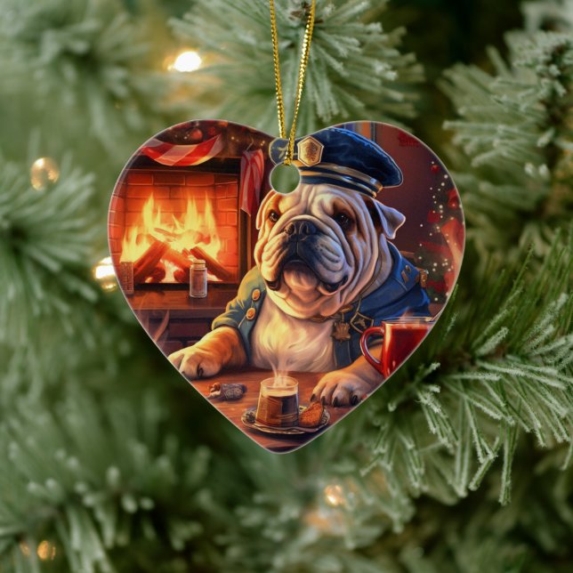 Bulldog Police Lover Pet Ornament Memorial Gift (Tree)