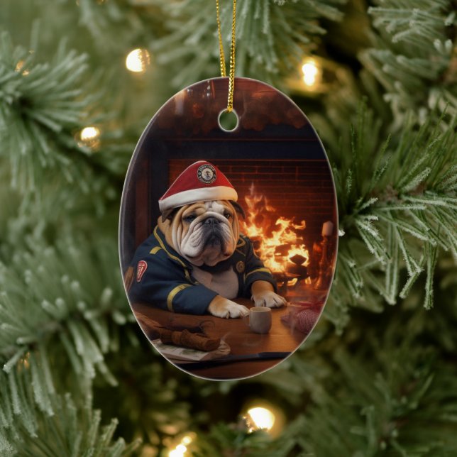 Bulldog Police Lover Pet Ornament Memorial Gift (Tree)