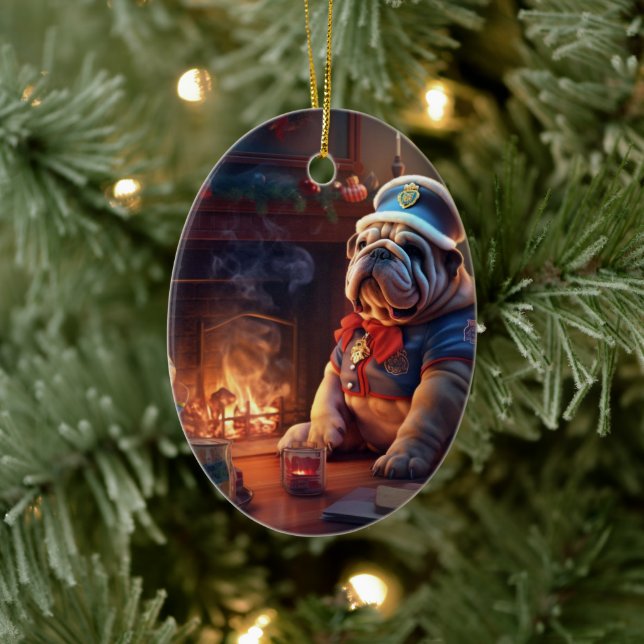 Bulldog Police Lover Pet Ornament Memorial Gift (Tree)
