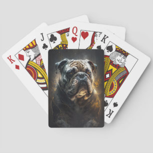 Bulldog Portrait Animal Nature Wildlife Painting Playing Cards