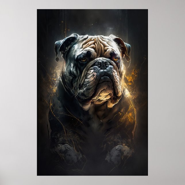 Bulldog Portrait Animal Nature Wildlife Painting  Poster (Front)