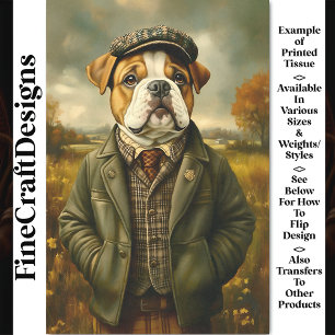 Bulldog Portrait, Country Landscape CH2 Decoupage Tissue Paper