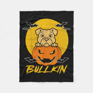 Bulldog Pumpkin Bullkin Funny Halloween Dog Lover Fleece Blanket