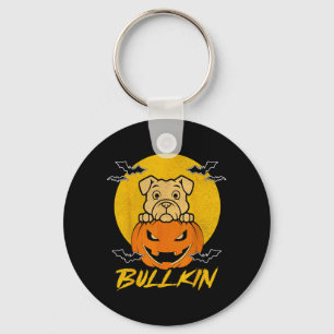 Bulldog Pumpkin Bullkin Funny Halloween Dog Lover Key Ring