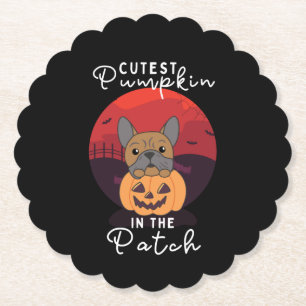 Bulldog Pumpkin Dogs Cutest Pumpkin In The Patch Paper Coaster