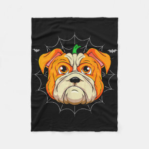 Bulldog pumpkin fleece blanket