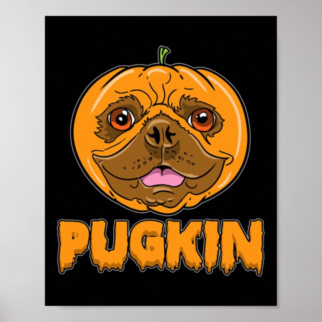 Bulldog Pumpkin Frenchie Pugkin Halloween  Poster (Front)