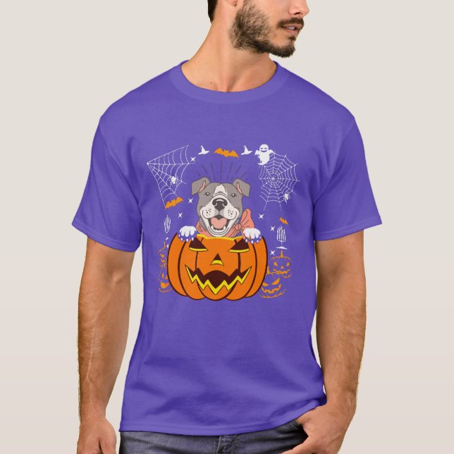 Bulldog Pumpkin Funny Halloween Costume for Dog T-Shirt (Front)