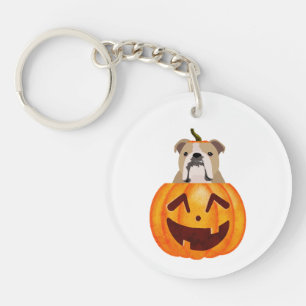 Bulldog Pumpkin Key Ring