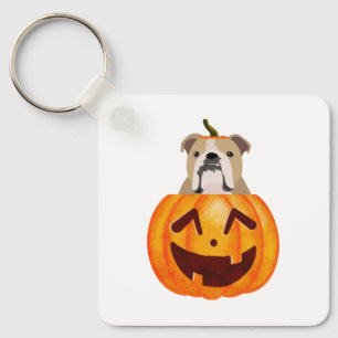 Bulldog Pumpkin Key Ring