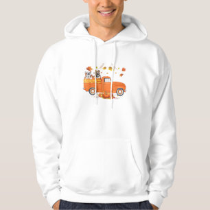 Bulldog Pumpkin Truck Fall Leaf Thanksgiving Hallo Hoodie