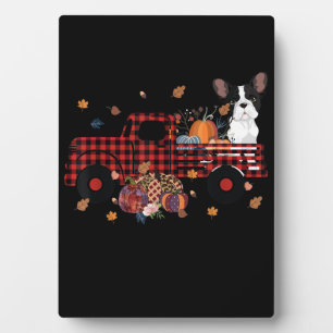 Bulldog Pumpkin Truck Thanksgiving Halloween Gift Plaque