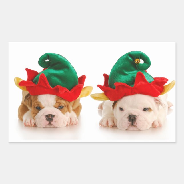 BULLDOG PUPPIES AS ELVES CUSTOM STICKER (Front)