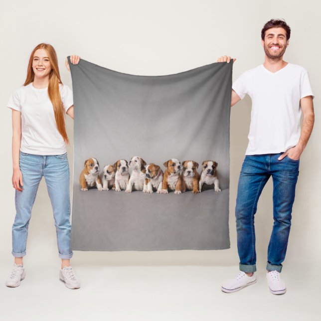 Bulldog Puppies Cute English Bulldog Puppies Fleece Blanket (In Situ)