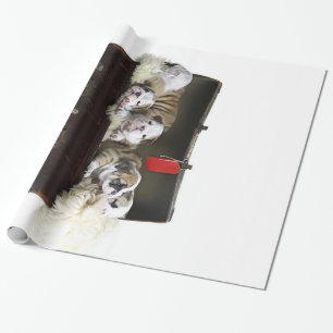 Bulldog Puppies In Suitcase Cute Bulldog Puppy Wrapping Paper
